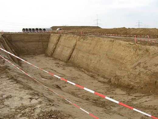 Baugrube in der Senke