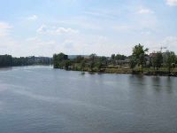 Aussicht vom Oberdeck über die Moldau